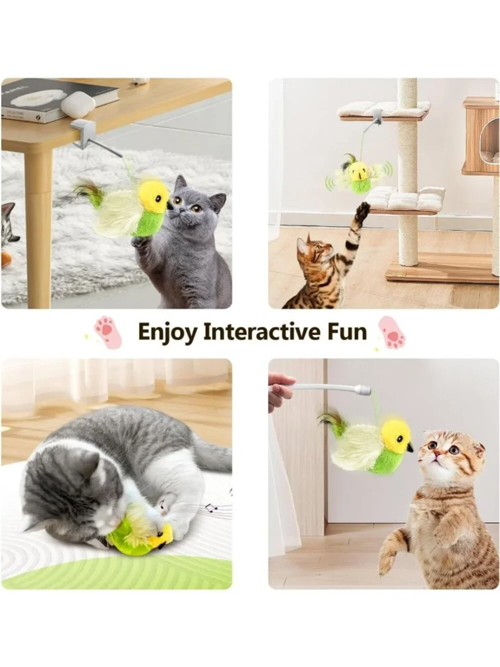 Interactive Cat Toy - Lifelike Flying Bird with Catnip & Feathers, Rechargeable